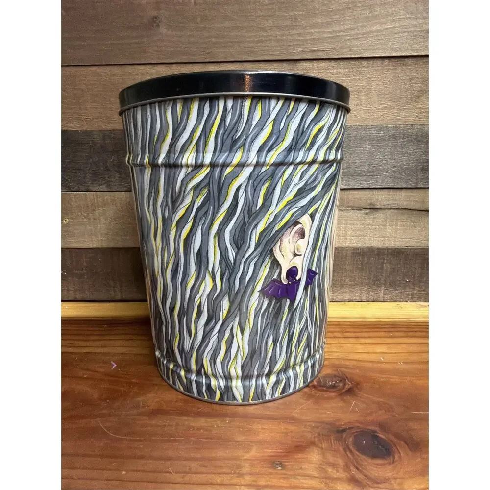 RARE Vintage Gary Johnson Witch Halloween POPCORN FACTORY Metal Tin Large 13x10